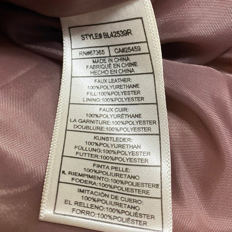 Steve Madden Metallic Dust Pink Turtleneck Full Zip Puffer Quilted Jacket Sz XS