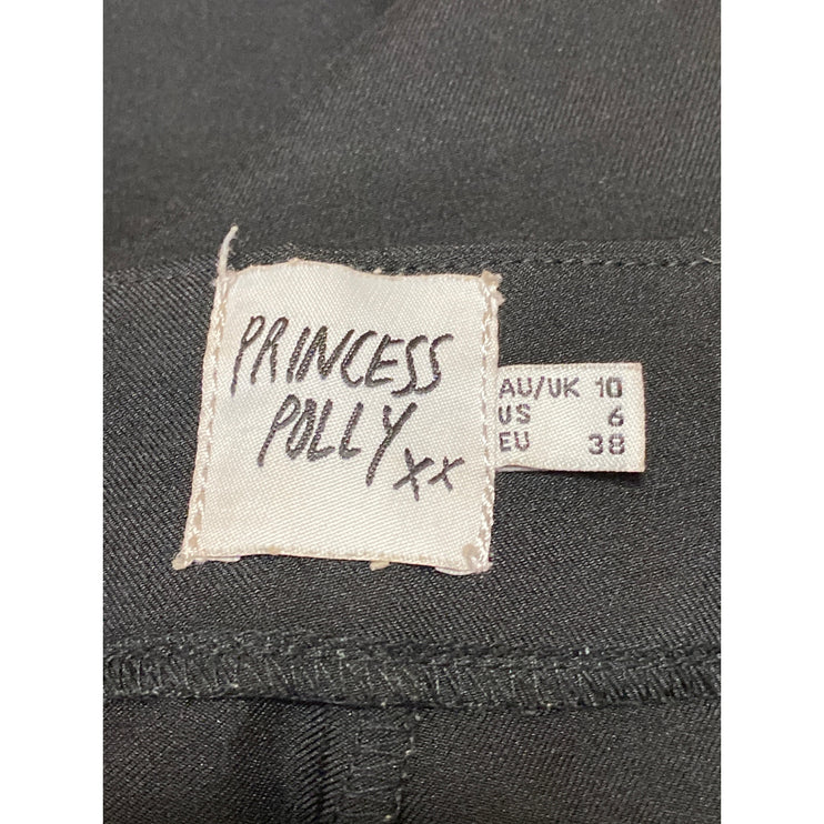 Princess Polly Women's Black High Rise Pleated Wide Leg Trousers Pants Size 6