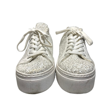 Steve Madden Womens White 2 Star Glitter Low Top Platform Sneakers Shoes Size 41
