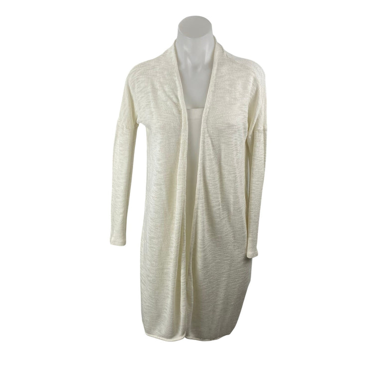 Vila Viril Women's White Basic Knitted Long Sleeve Duster Cardigan Sweater Top L