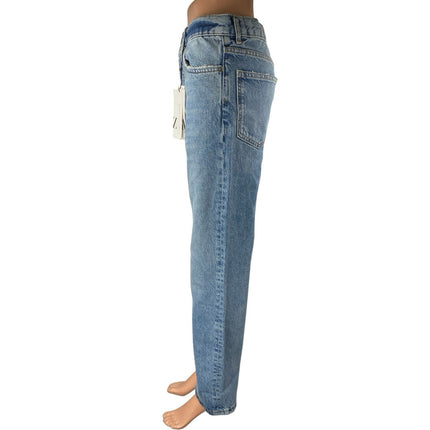 NEW Zara Women's Blue Medium Wash High Rise Relaxed Straight Denim Jeans Size 2