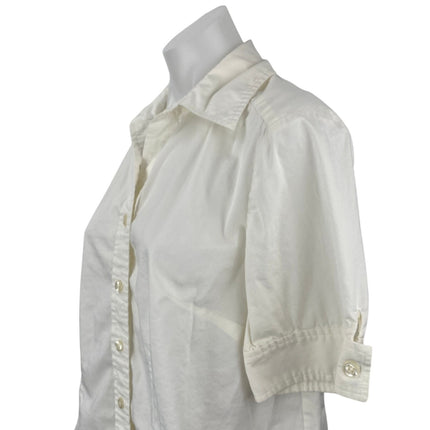Ann Taylor LOFT Maternity White Collared Short Sleeve Button Down Shirt Top Sz M