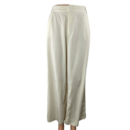 Zara Women's White High Rise Wide Leg Palazzo Trousers Dress Pants Size S