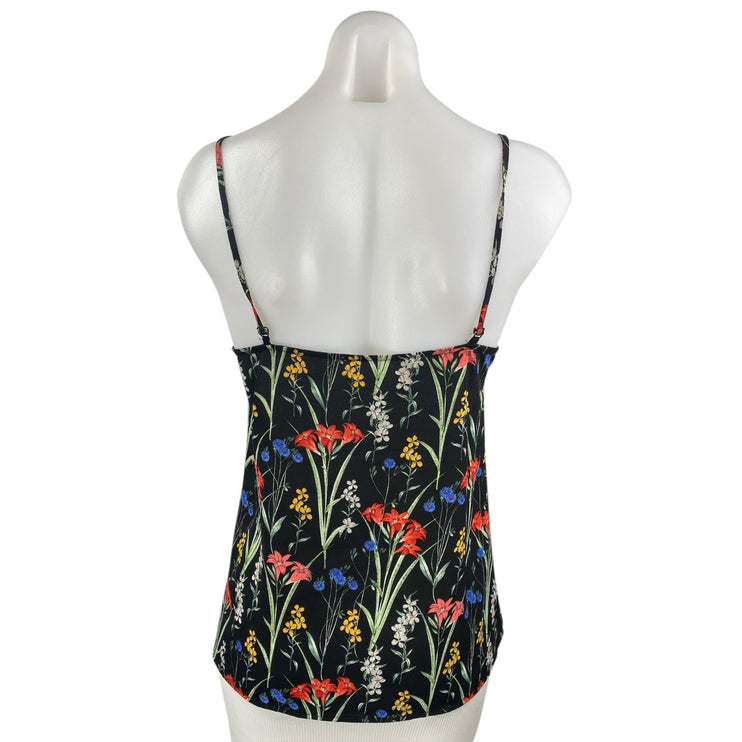 Oasis Women's Black Floral Sleeveless Square Neck Cami Camisole Tank Top Size 6