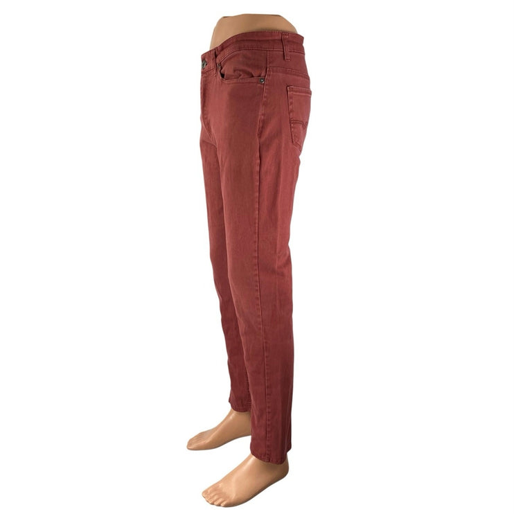 Vintage Genes 1891 Mens Red Slim Fit Straight Leg High Rise Denim Jeans Pants 32