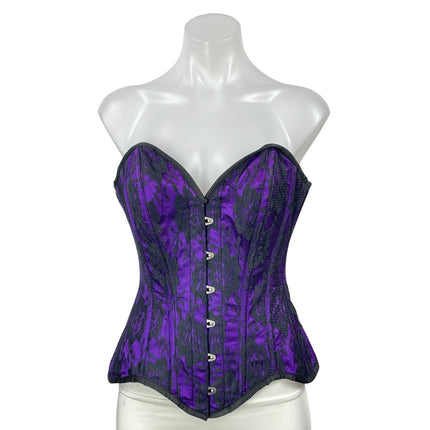 Top Drawer by Daisy Corsets Purple Black Strapless Floral Bustier Corset Top S