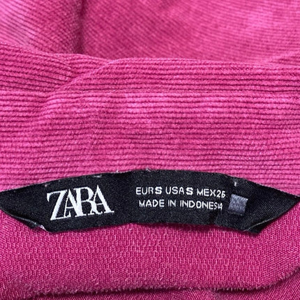 Zara Pink Long Sleeve Corduroy Oversized Loose Pocket Button Up Shirt Top Size S