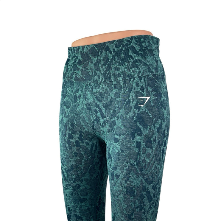 Gymshark Adapt Animal Seamless Green Jacquard Yoga Athletic Leggings Pants Sz M
