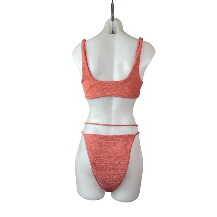 Lovers and Friends Kodoma Pink Textured V Wire 2 Piece Bikini Set Swimwear M/L