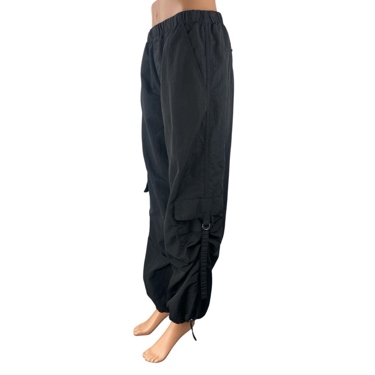 Zara Women's Black High Waisted Utility Cargo Parachute Trousers Pants Size S