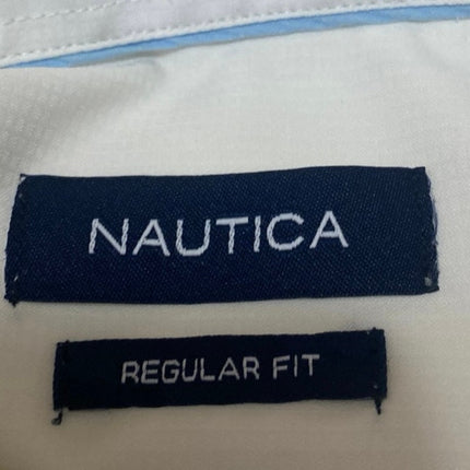 Nautica Men's White Regular Fit Long Sleeve Button Down Career Shirt Top Size XL