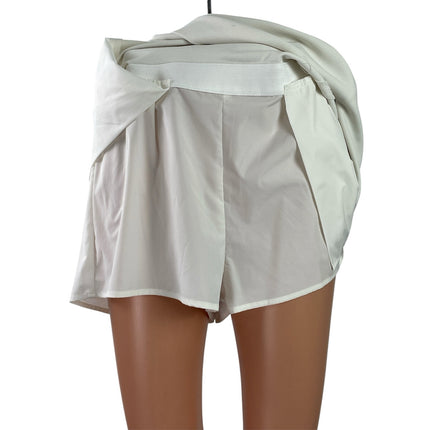 Uniqlo Women's White High Waisted Front Slit Mini Skirt Skort Shorts Size L