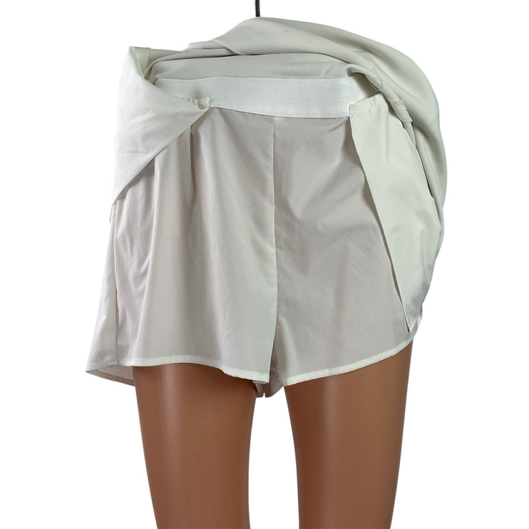 Uniqlo Women's White High Waisted Front Slit Mini Skirt Skort Shorts Size L