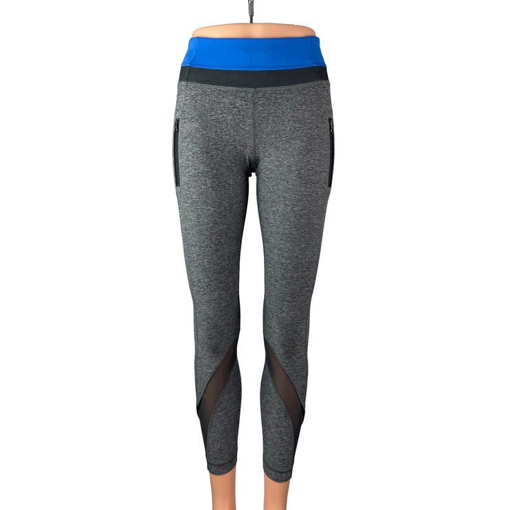 Lululemon Inspire Tight II Gray Mesh Mid Rise Yoga Athletic Leggings Pants Sz 4