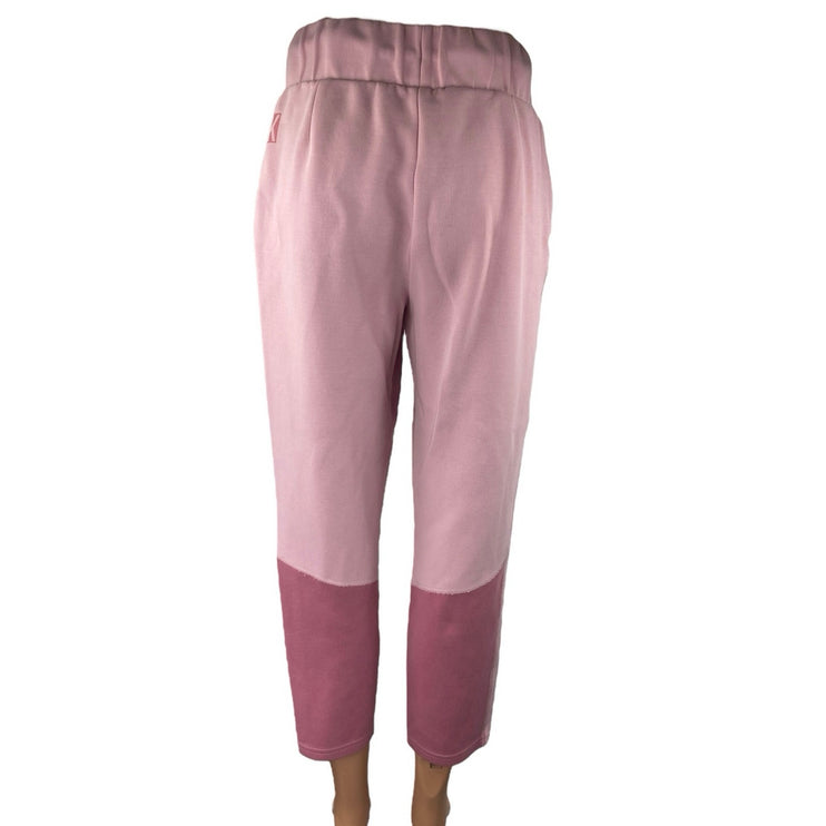 Gymshark Pink Colorblock Logo High Waisted Straight Cropped Sweatpants Size S