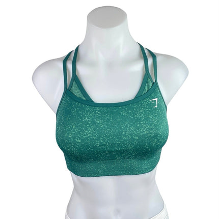 Gymshark Adapt Fleck Green Sleeveless Layered Seamless Athletic Sports Bra Top S