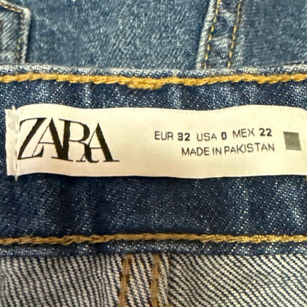 NEW Zara Women's Blue High Waisted Boyfriend Mini Denim Jean Shorts Size 32