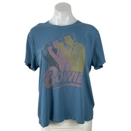 Junk Food Blue David Bowie Singer Music Short Sleeve T Shirt Tee Top Size S