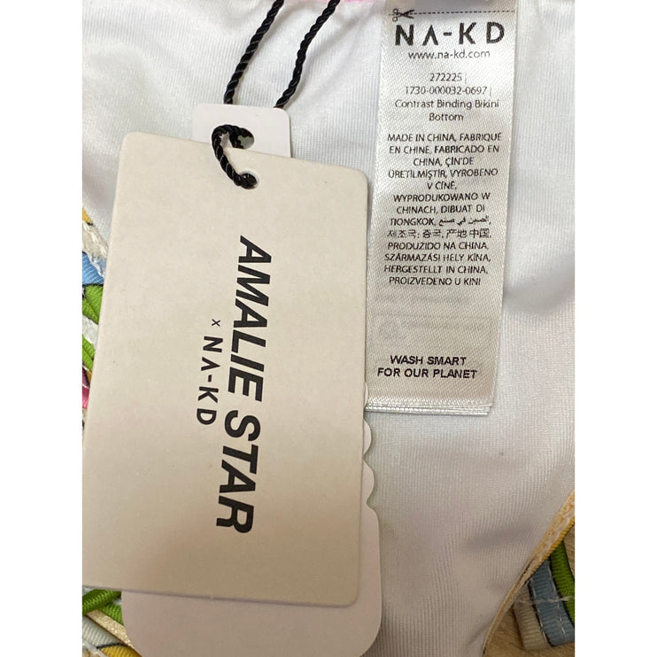 NEW Amalie Star x NA-KD Green Floral Halter Triangle Two Piece Bikini Set Size L