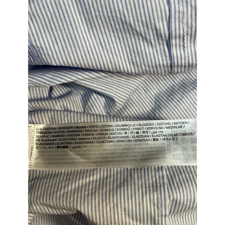 MNG Mango Women's Blue Slim Fit Stripe Long Sleeve Button Down Shirt Top Size 4