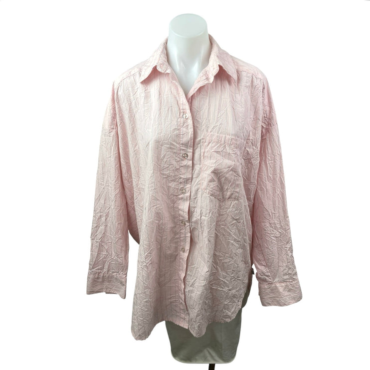 Urban Outfitters BDG Pink Striped Collared Long Sleeve Button Down Shirt Top S