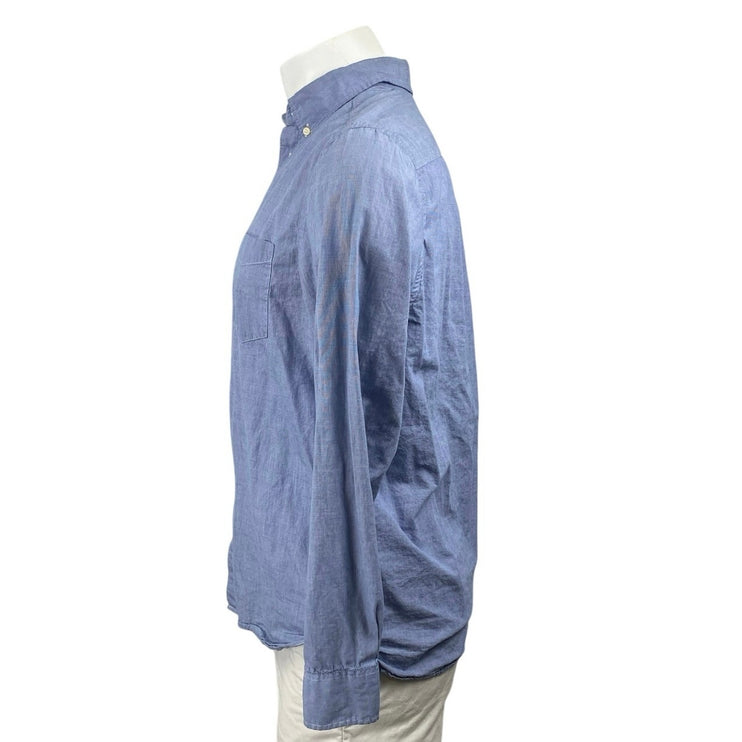 LOGG Label of Graded Goods Men's Blue Long Sleeve Button Up Shirt Top Size M