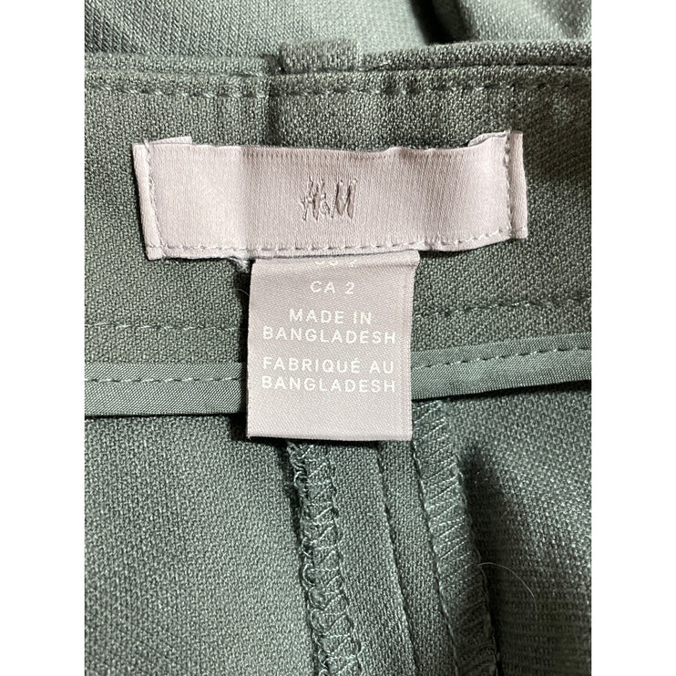 NEW H&M Men's Green Slim Slacks High Rise Straight Chino Trousers Dress Pants 2