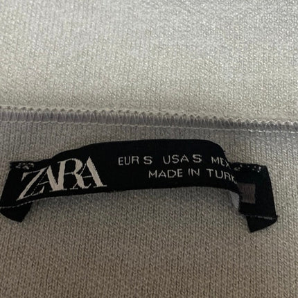 Zara Gray Short Sleeve Mock Neck Knit Sculpt Sweater Mini Bodycon Dress Size S
