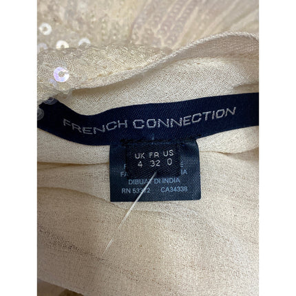 NEW French Connection Riviera Mist Cream Sequin Sleeveless A-line Midi Dress 0