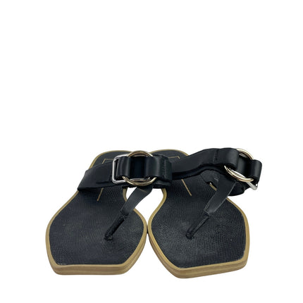 Dolce Vita Ilene Women's Black Faux Leather Thong Square Slip On Sandals Size 7