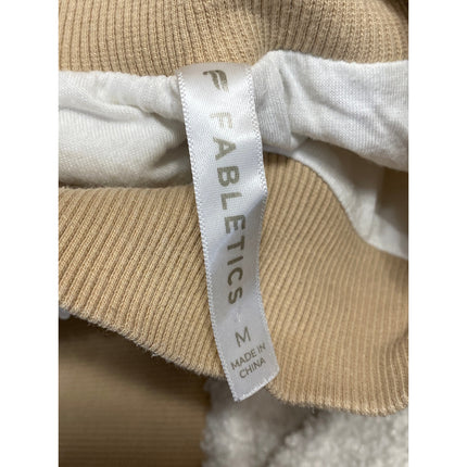 Fabletics Malia Polar Fleece White Brown Mock Neck Long Sleeve Sweater Top Sz M