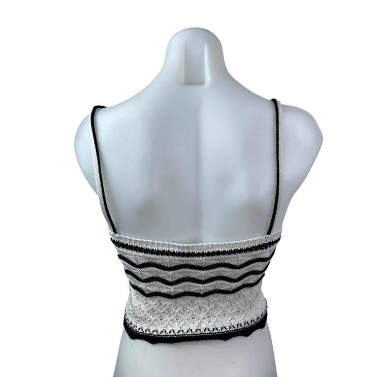 Olive + Oak White Black Crochet Knit Bustier Sleeveless Cami Crop Tank Top XS
