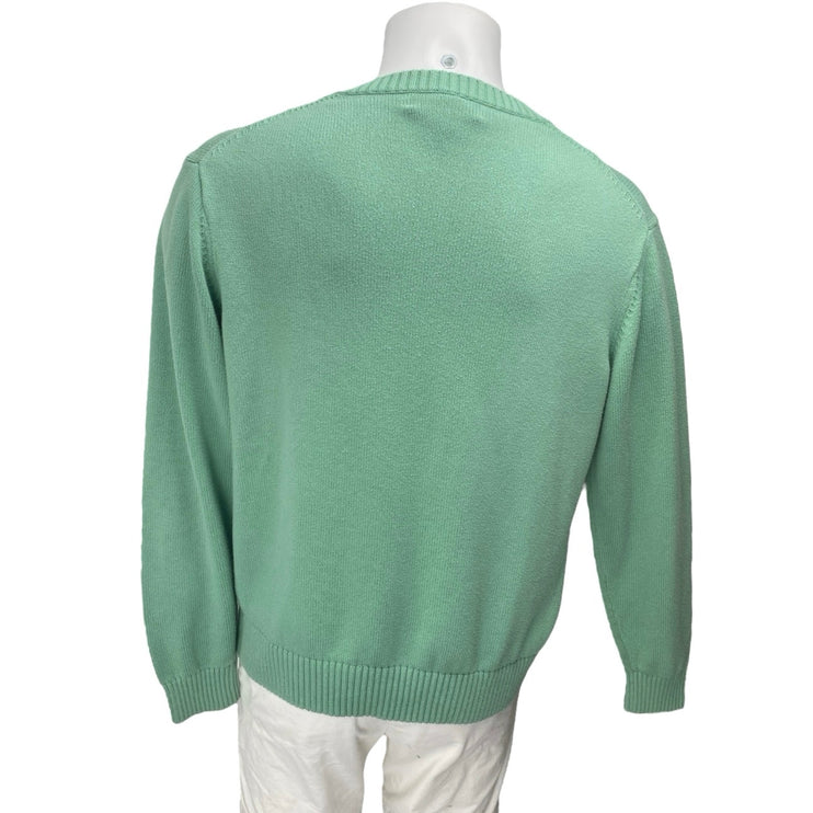 Vineyard Vines Green Cotton Knit Crewneck Long Sleeve Pullover Sweater Top Sz L
