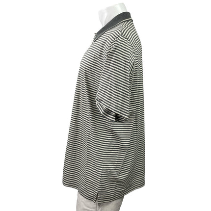 Greg Norman Men's Gray Striped Short Sleeve Golf Casual Polo Shirt Top Size M