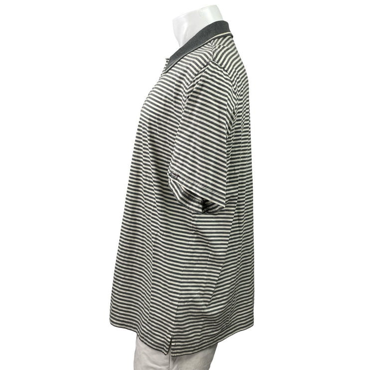 Greg Norman Men's Gray Striped Short Sleeve Golf Casual Polo Shirt Top Size M