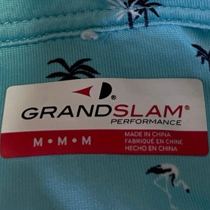 Grand Slam Men's Blue Printed Short Sleeve Collar Performance Polo Shirt Top M