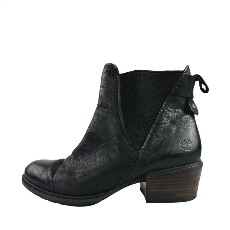 Timberland Sutherlin Bay Women's Black Leather Slip-On Chelsea Ankle Boots 7