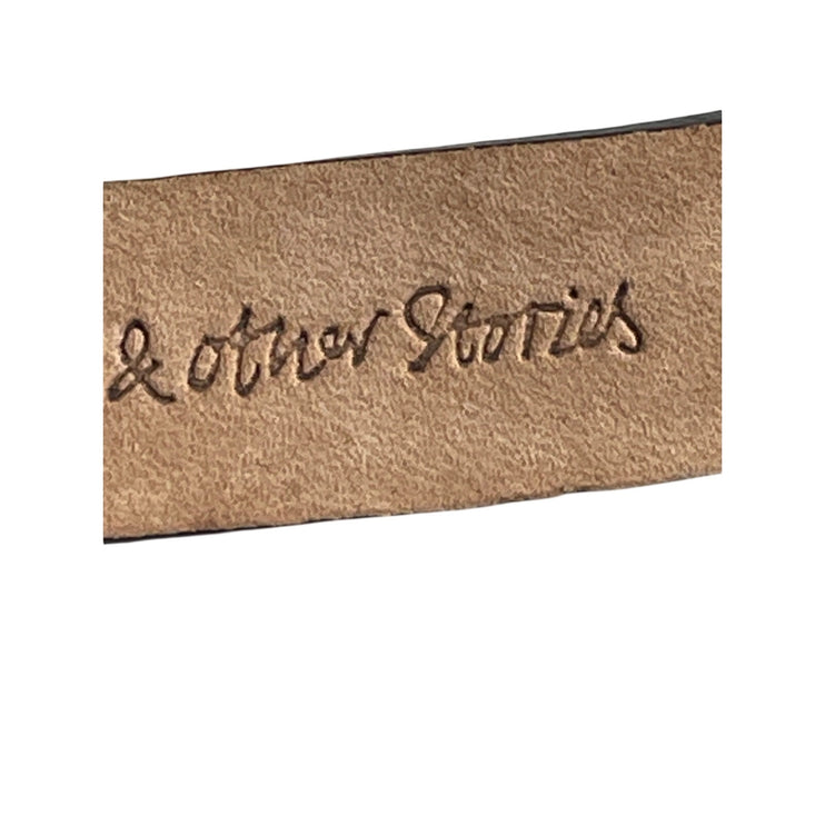 & Other Stories Women's Embossed Snakeskin Print Calf Leather Skinny Belt Sz XS