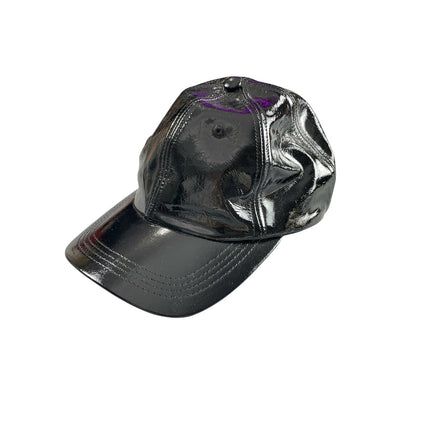 NEW Eugenia Kim 100% Leather Black Patent Glossy Strap Back Baseball Cap Hat OS