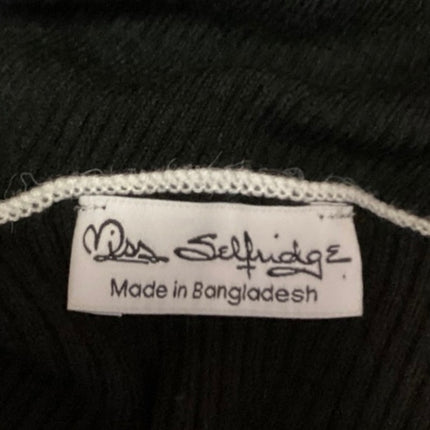 Miss Selfridge Black Ribbed Knit Scoop Long Sleeve Mini Bodycon Sweater Dress 14