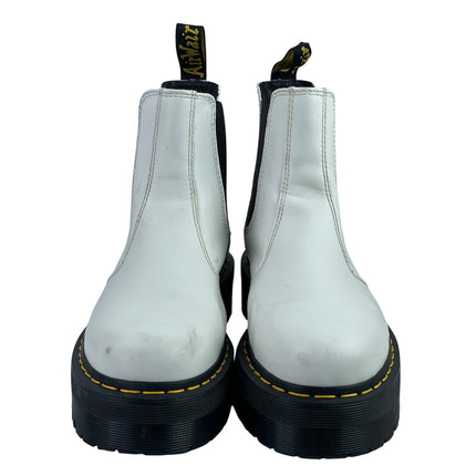 Dr. Martens 2976 Quad White Leather Round Toe Platform Chelsea Ankle Boots Sz 9