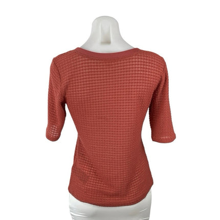 Anthropologie Pilcro Women's Rust Brown Knit Short Sleeve Sweater Top Size M