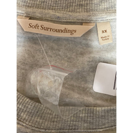 Soft Surroundings Gray Crew Neck Long Sleeve Tunic Sweatshirt Sweater Top Sz 3X