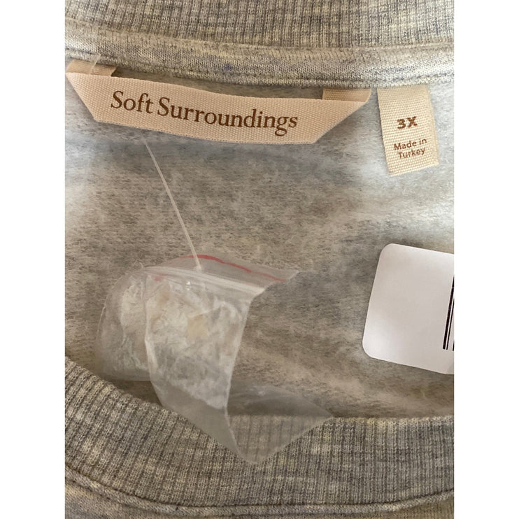 Soft Surroundings Gray Crew Neck Long Sleeve Tunic Sweatshirt Sweater Top Sz 3X