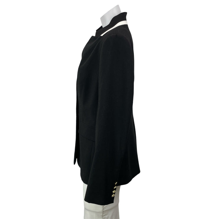 Calvin Klein Black Long Sleeves Flap Pocket Single Breasted Blazer Coat Jacket 8