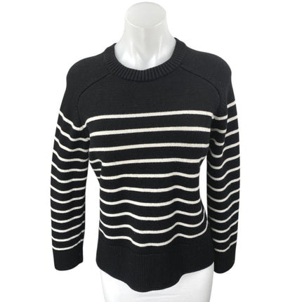 Zara Women's Black Striped Knit Long Sleeve Crew Neck Sweatshirt Sweater Top M