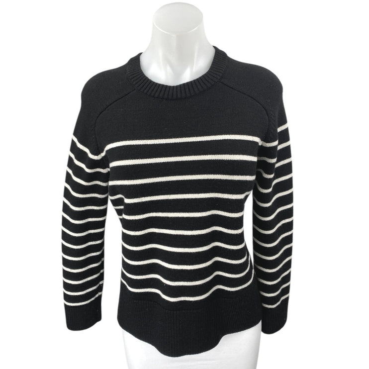 Zara Women's Black Striped Knit Long Sleeve Crew Neck Sweatshirt Sweater Top M