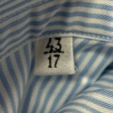 M. Bardelli Milano Blue White Striped Long Sleeve Button Down Dress Shirt 43/17
