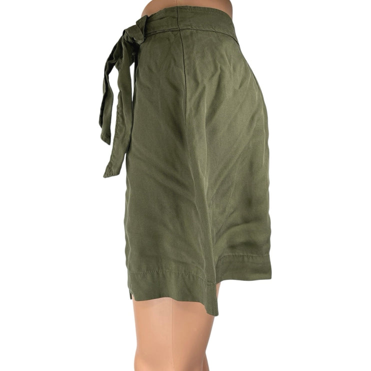 Rachel Roy Olive Green Utility Pocket Tie Waist Cargo Wrap Mini Pencil Skirt S