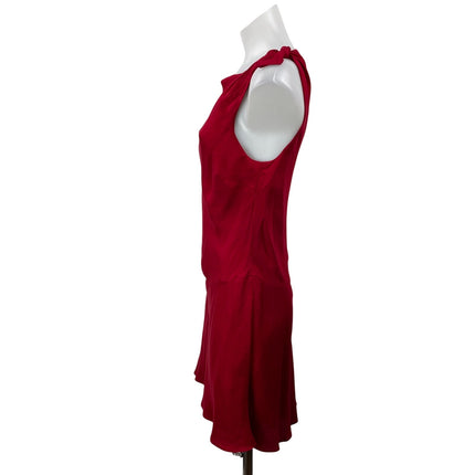 Reformation Louisa Women's Red Sleeveless Silk Twill Tie Bow Mini Dress Size M